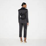 Giacca in raso stretch con cintura GI27966E2 110 ELISABETTA FRANCHI Nero 