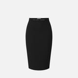 Gonna in doppio crêpe stretch con dettaglio gioiello GO22366E2 110 ELISABETTA FRANCHI Nero 
