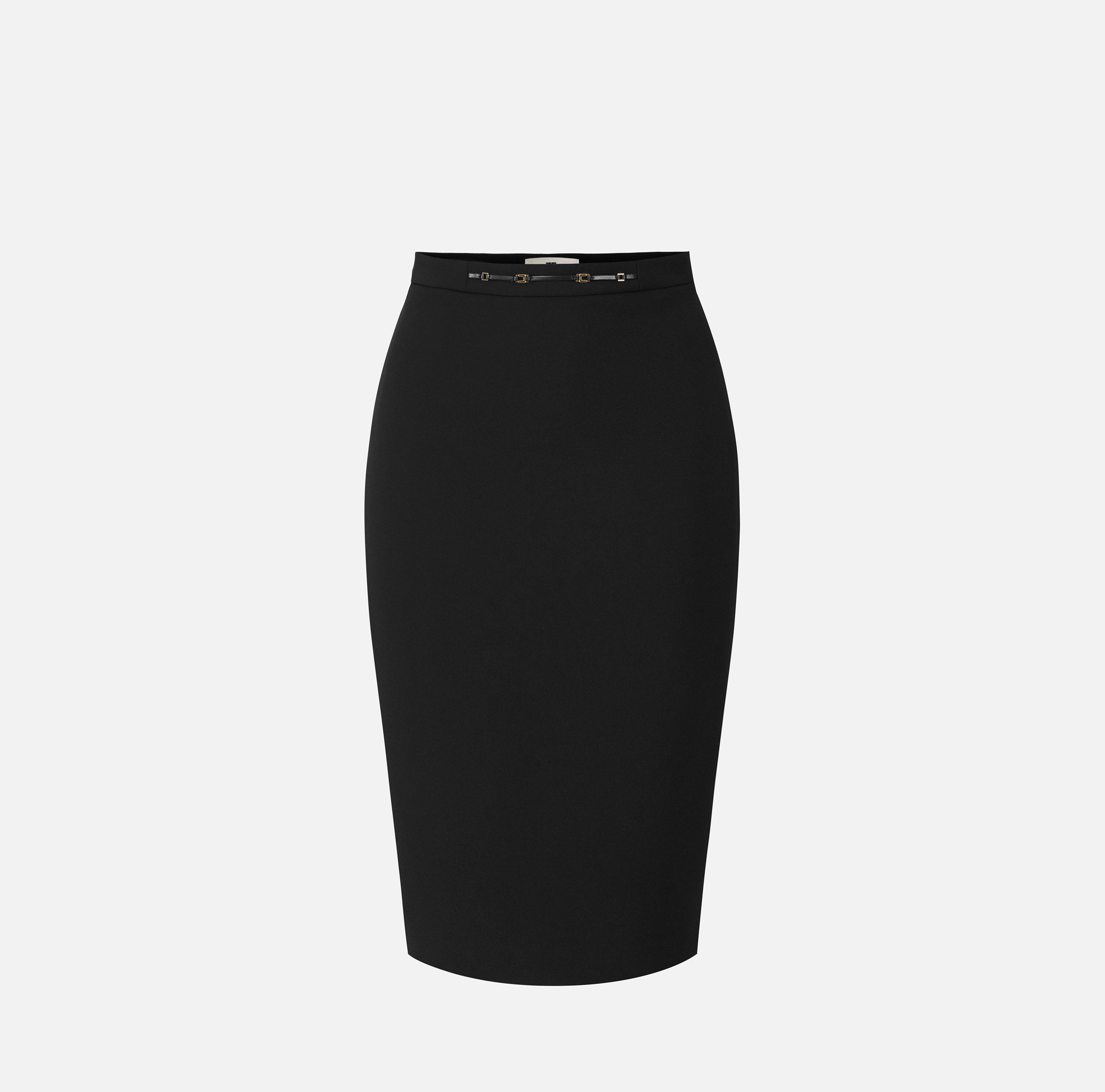 Gonna in doppio crêpe stretch con dettaglio gioiello GO22366E2 110 ELISABETTA FRANCHI Nero 
