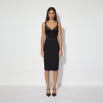 Gonna in doppio crêpe stretch con dettaglio gioiello GO22366E2 110 ELISABETTA FRANCHI Nero 