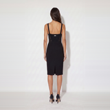Gonna in doppio crêpe stretch con dettaglio gioiello GO22366E2 110 ELISABETTA FRANCHI Nero 