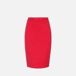 Gonna in doppio crêpe stretch con dettaglio gioiello GO22366E2 CG5 ELISABETTA FRANCHI Red passion 