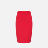 Gonna in doppio crêpe stretch con dettaglio gioiello GO22366E2 CG5 ELISABETTA FRANCHI Red passion 