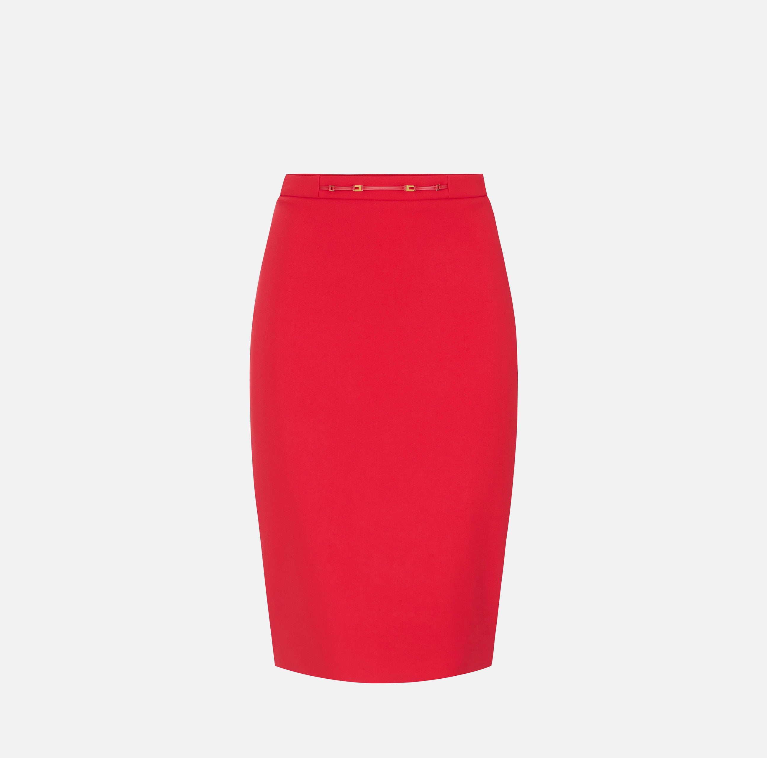 Gonna in doppio crêpe stretch con dettaglio gioiello GO22366E2 CG5 ELISABETTA FRANCHI Red passion 