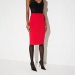Gonna in doppio crêpe stretch con dettaglio gioiello GO22366E2 CG5 ELISABETTA FRANCHI Red passion 