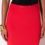 Gonna in doppio crêpe stretch con dettaglio gioiello GO22366E2 CG5 ELISABETTA FRANCHI Red passion 