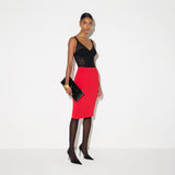 Gonna in doppio crêpe stretch con dettaglio gioiello GO22366E2 CG5 ELISABETTA FRANCHI Red passion 
