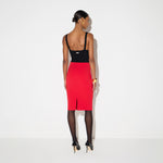 Gonna in doppio crêpe stretch con dettaglio gioiello GO22366E2 CG5 ELISABETTA FRANCHI Red passion 