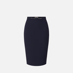 Gonna in doppio crêpe stretch con dettaglio gioiello GO22366E2 H88 ELISABETTA FRANCHI Blu notte 