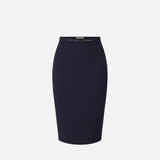 Gonna in doppio crêpe stretch con dettaglio gioiello GO22366E2 H88 ELISABETTA FRANCHI Blu notte 