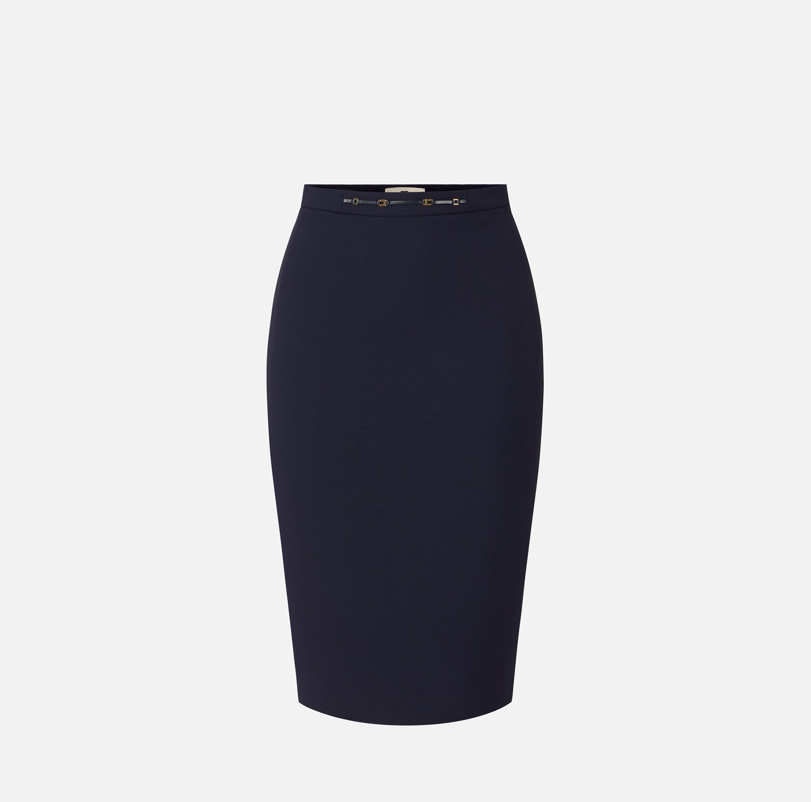 Gonna in doppio crêpe stretch con dettaglio gioiello GO22366E2 H88 ELISABETTA FRANCHI Blu notte 