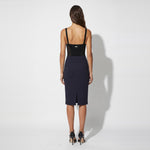 Gonna in doppio crêpe stretch con dettaglio gioiello GO22366E2 H88 ELISABETTA FRANCHI Blu notte 
