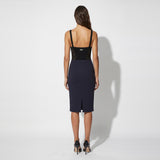 Gonna in doppio crêpe stretch con dettaglio gioiello GO22366E2 H88 ELISABETTA FRANCHI Blu notte 