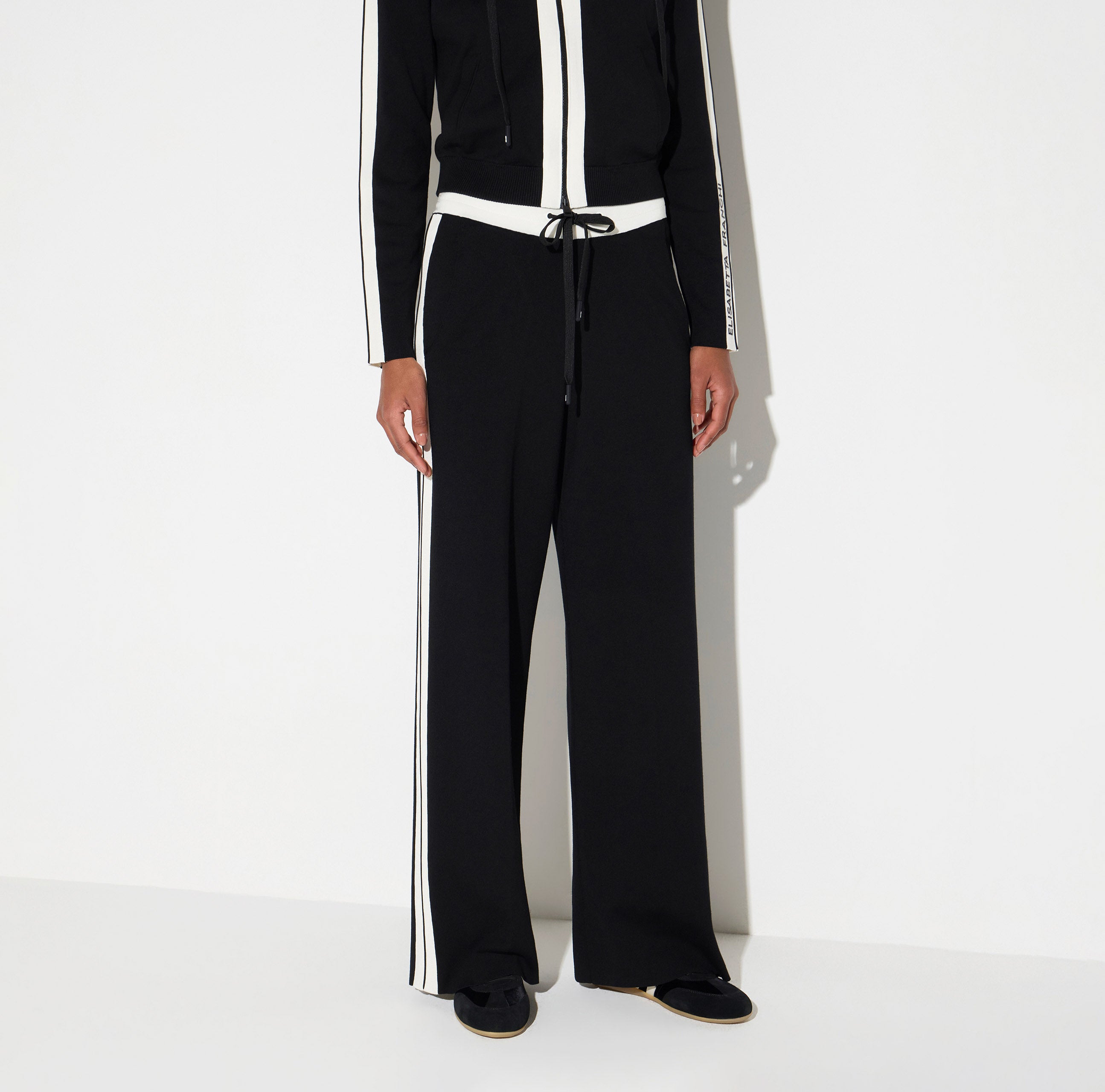 Pantaloni in maglia con logo KP75S66E2 685 ELISABETTA FRANCHI Nero/burro 