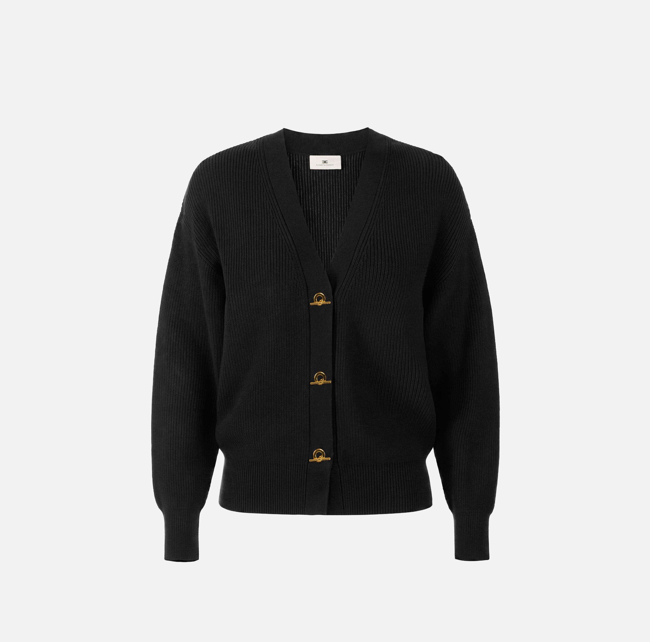 Cardigan in maglia con bottoni gioiello MK01S66E2 110 ELISABETTA FRANCHI Nero 