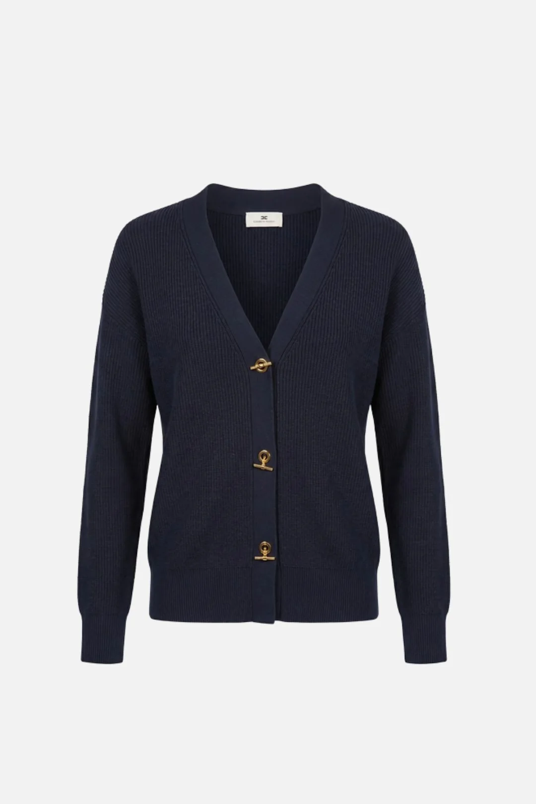 Cardigan in maglia con bottoni gioiello MK01S66E2 H88 ELISABETTA FRANCHI Blu notte 