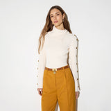 Pullover in maglia con bottoni gioiello MK03S66E2 193 ELISABETTA FRANCHI Burro 