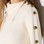 Pullover in maglia con bottoni gioiello MK03S66E2 193 ELISABETTA FRANCHI Burro 