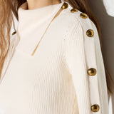 Pullover in maglia con bottoni gioiello MK03S66E2 193 ELISABETTA FRANCHI Burro 