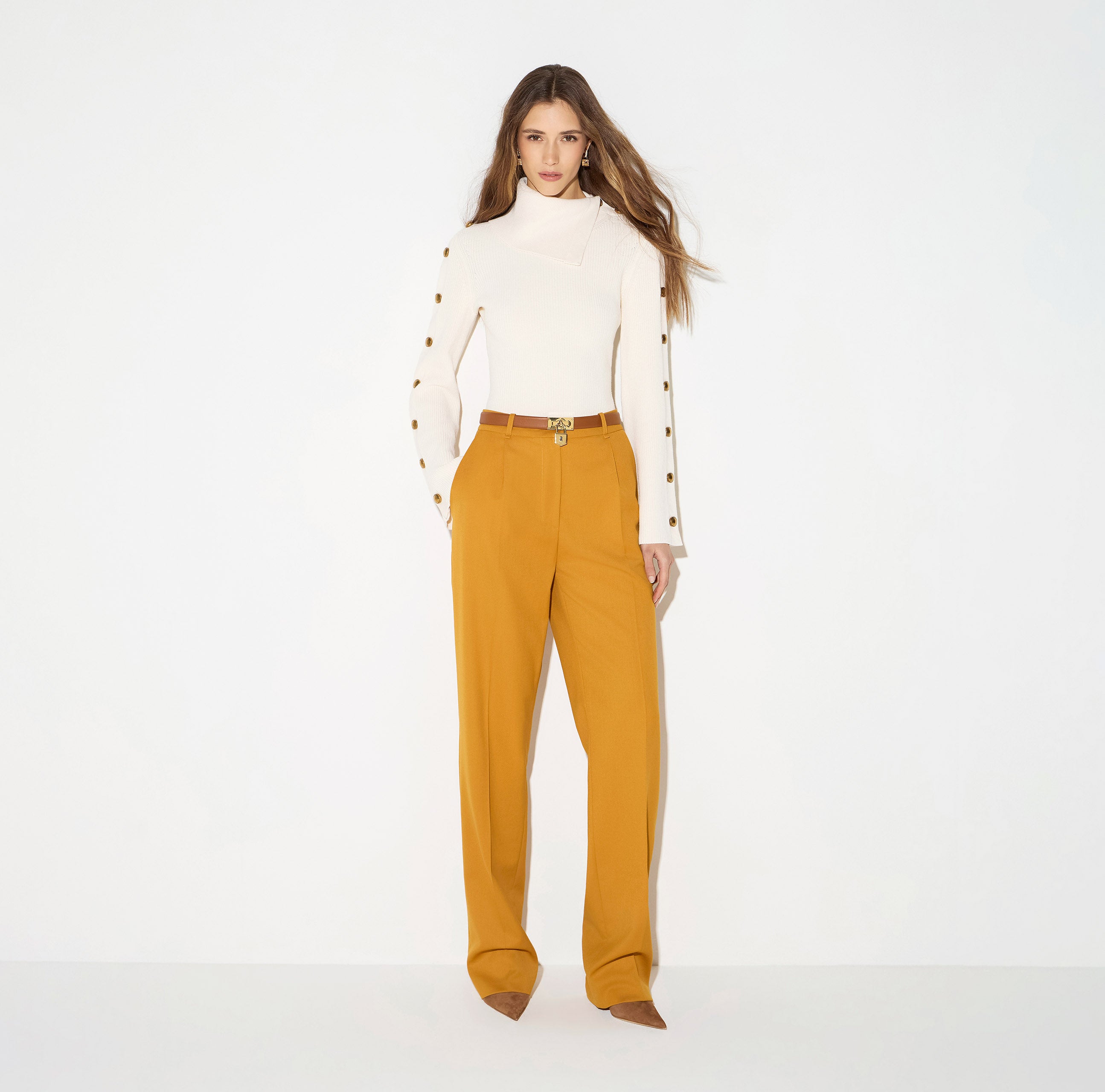 Pullover in maglia con bottoni gioiello MK03S66E2 193 ELISABETTA FRANCHI Burro 
