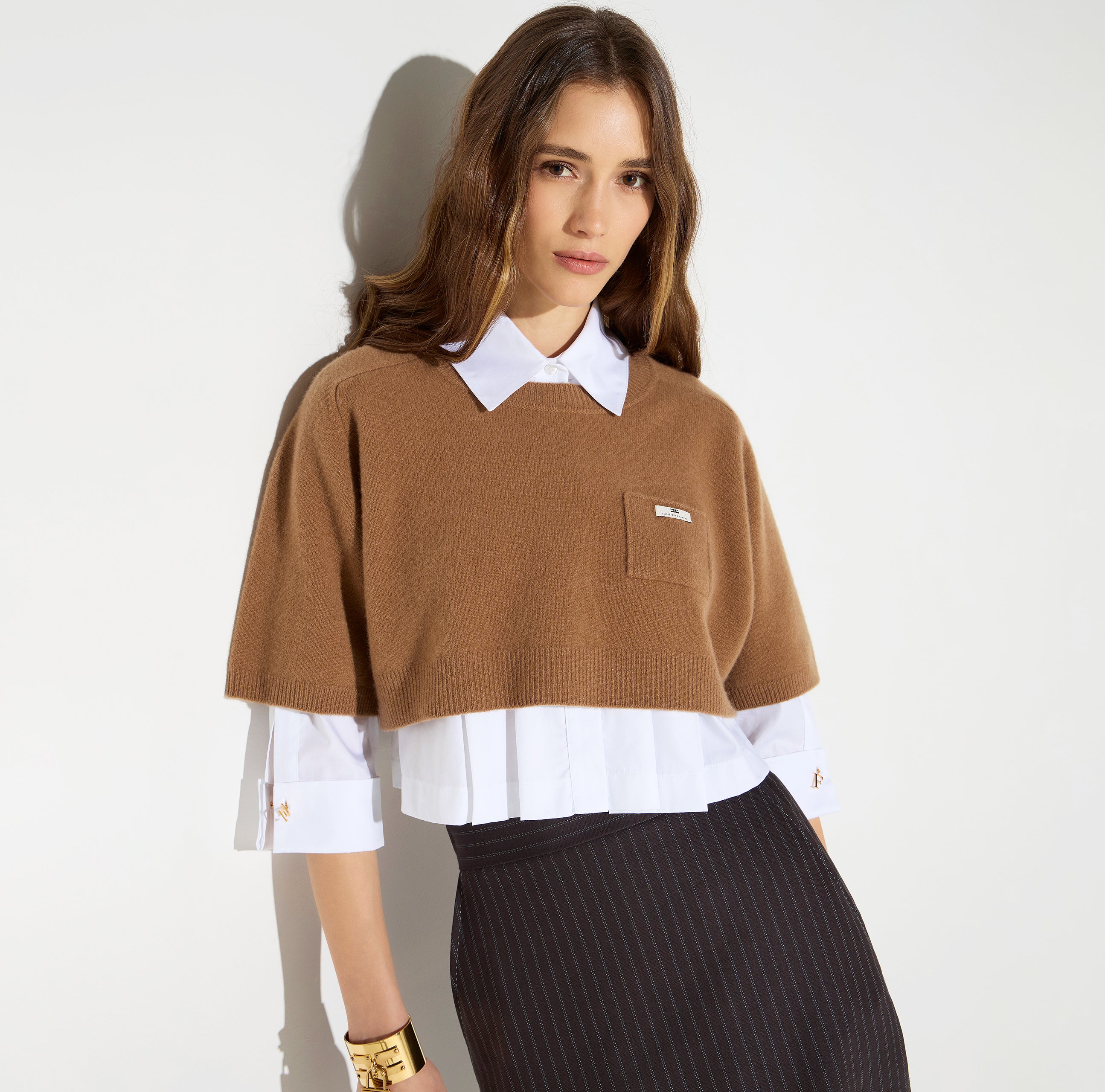 Top in lana e cashmere MK11T66E2 AI6 ELISABETTA FRANCHI Daino 