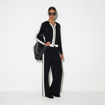 Felpa in maglia bicolore con logo<BR/> MK15S66E2 685 ELISABETTA FRANCHI Nero/burro 