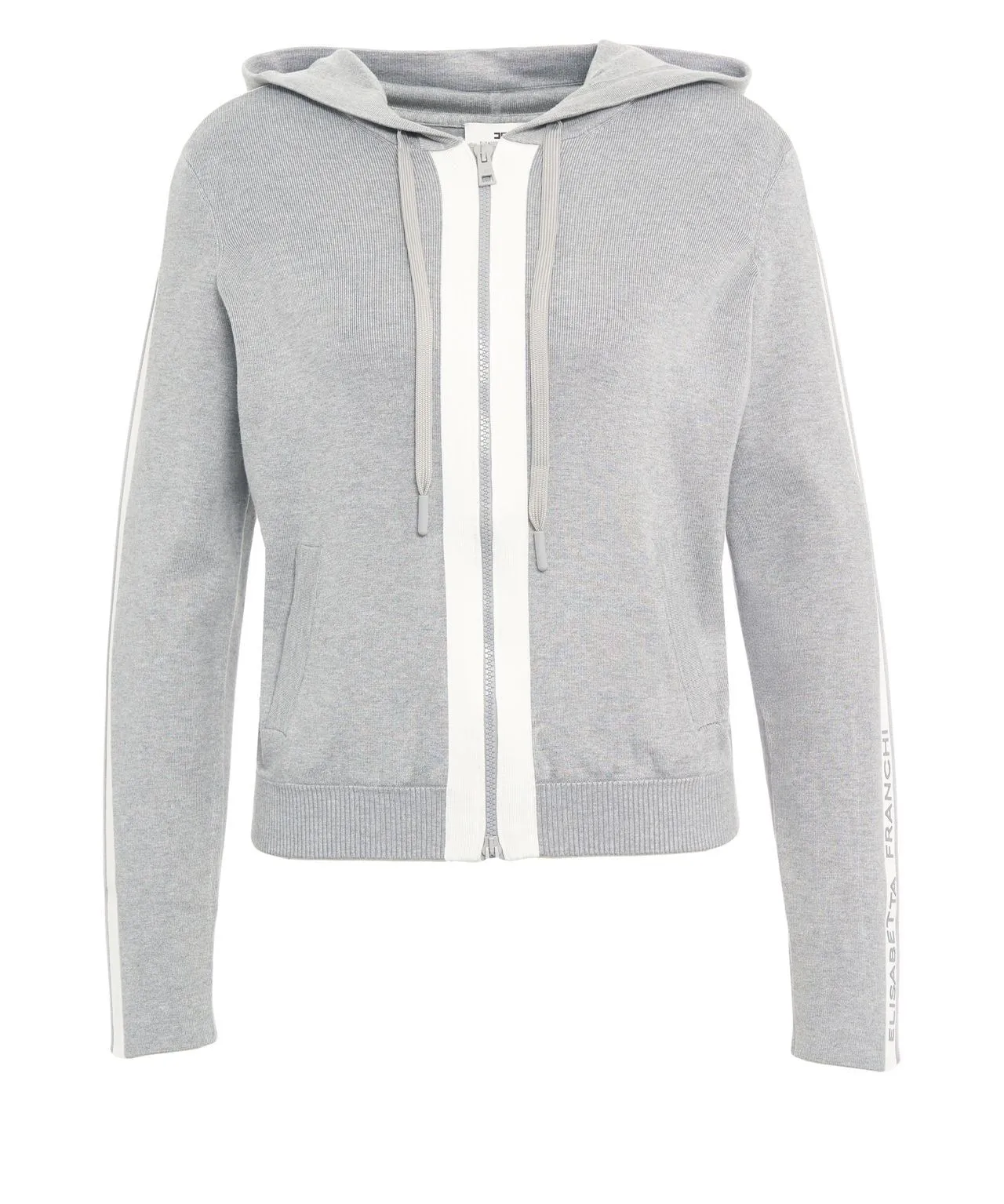 Felpa in maglia bicolore con logo<BR/> MK15S66E2 G41 ELISABETTA FRANCHI Grigio melange/avorio 