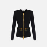 Cardigan in maglia con zip MK68B66E2 110 ELISABETTA FRANCHI Nero 