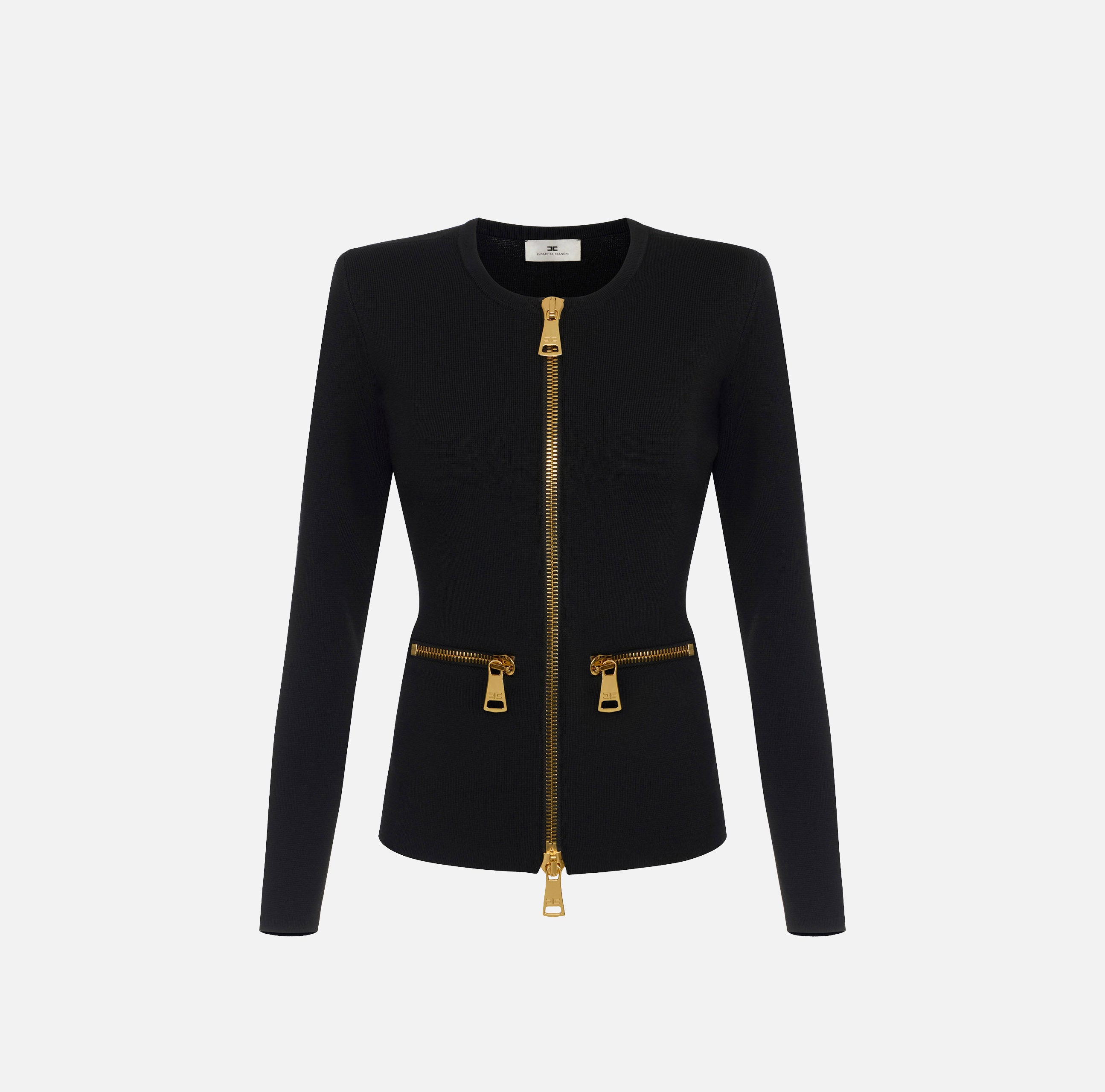 Cardigan in maglia con zip MK68B66E2 110 ELISABETTA FRANCHI Nero 