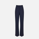 Pantaloni in fresco lana gessato PA17666E2 FO9 ELISABETTA FRANCHI Blu notte/red passion 