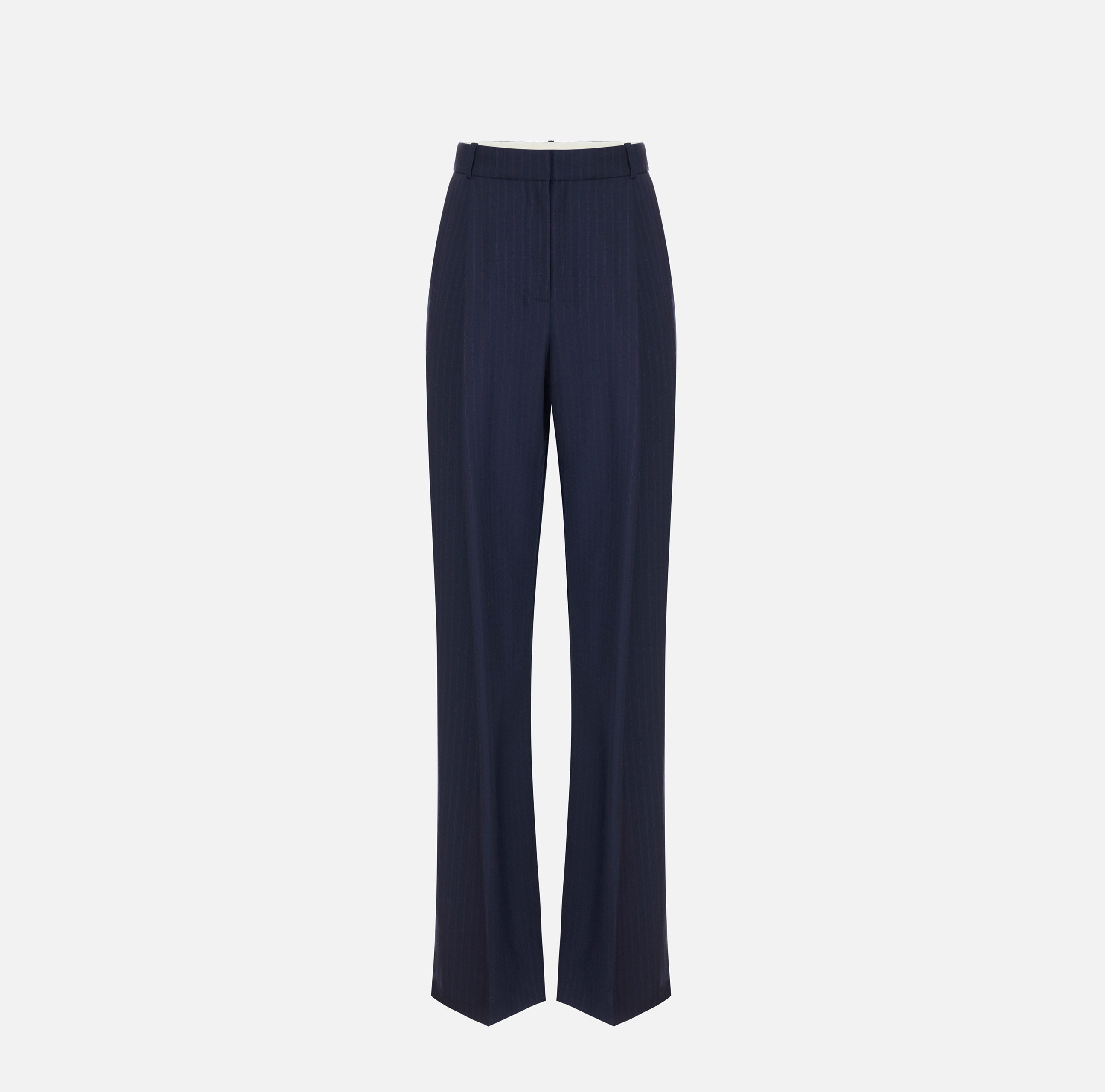 Pantaloni in fresco lana gessato PA17666E2 FO9 ELISABETTA FRANCHI Blu notte/red passion 