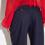 Pantaloni in fresco lana gessato PA17666E2 FO9 ELISABETTA FRANCHI Blu notte/red passion 