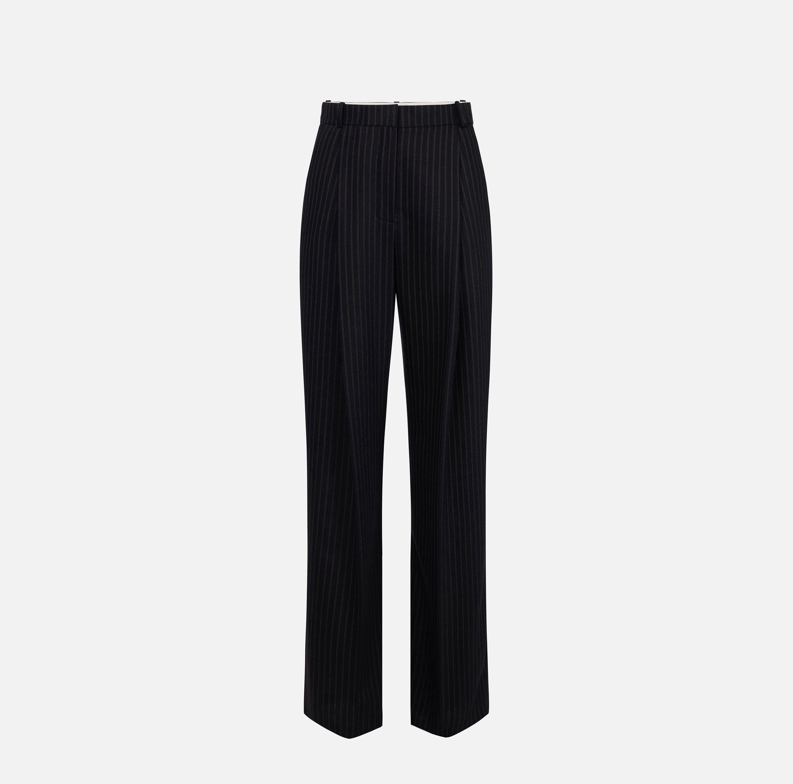 Pantaloni in fresco lana gessato PA17866E2 109 ELISABETTA FRANCHI Nero/beige 