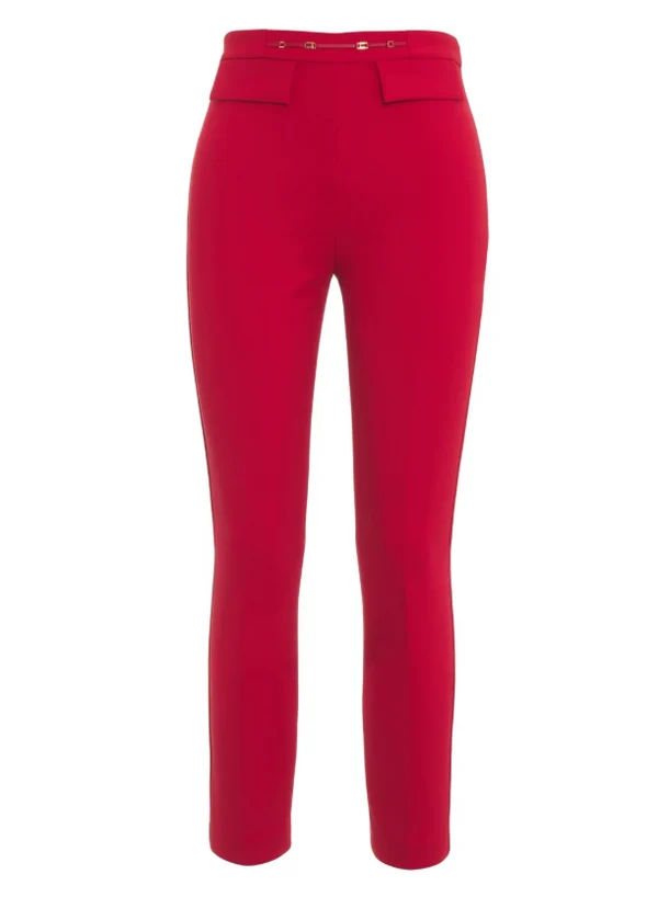 Pantaloni in doppio crêpe stretch PA19566E2 CG5 ELISABETTA FRANCHI Red passion 