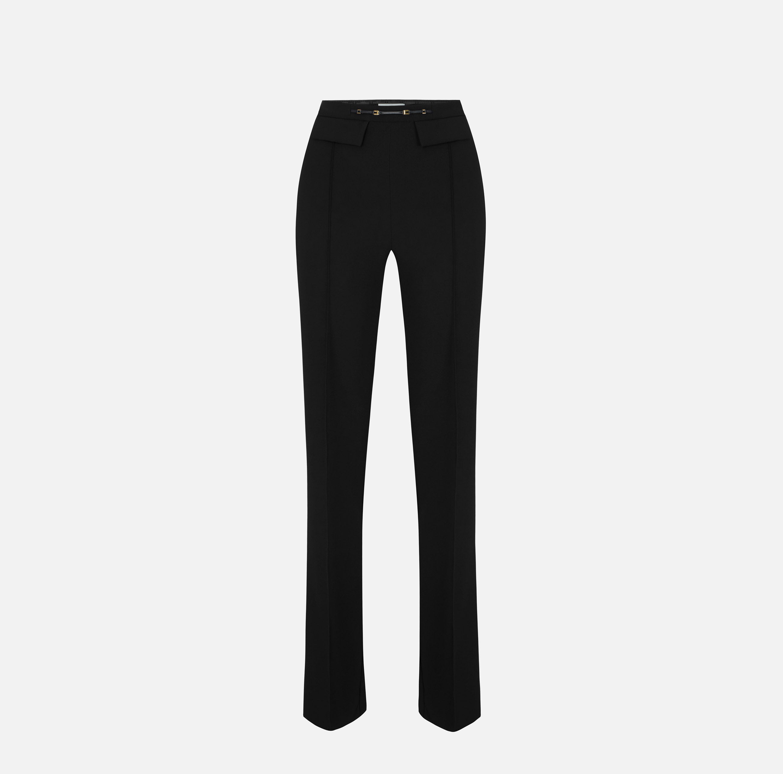 Pantaloni in doppio crêpe stretch<BR/> PA19866E2 110 ELISABETTA FRANCHI Nero 