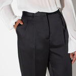 Pantaloni in raso stretch PA20366E2 110 ELISABETTA FRANCHI Nero 