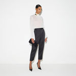 Pantaloni in raso stretch PA20366E2 110 ELISABETTA FRANCHI Nero 