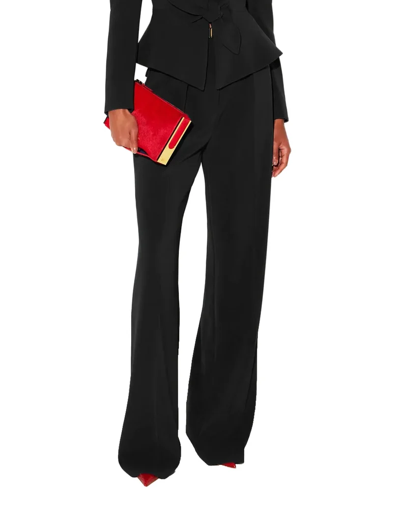 Pantaloni in crêpe leggero con cintura PA20766E2 110 ELISABETTA FRANCHI Nero 