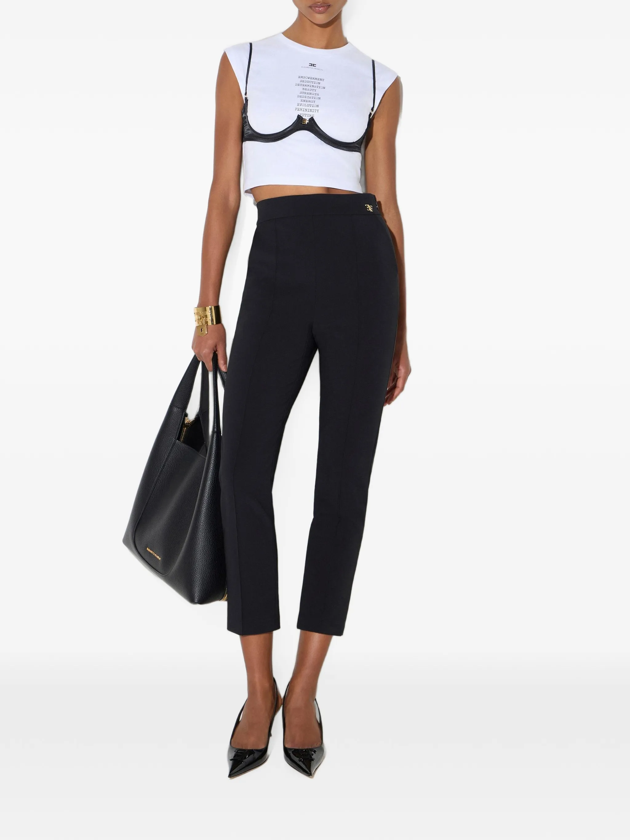 Pantaloni in tessuto tecnico PA22067E2 110 ELISABETTA FRANCHI Nero 