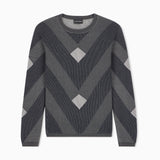 Maglione fantasia jacquard diagonale EM006247 AF29852 FB046 EMPORIO ARMANI Blue 