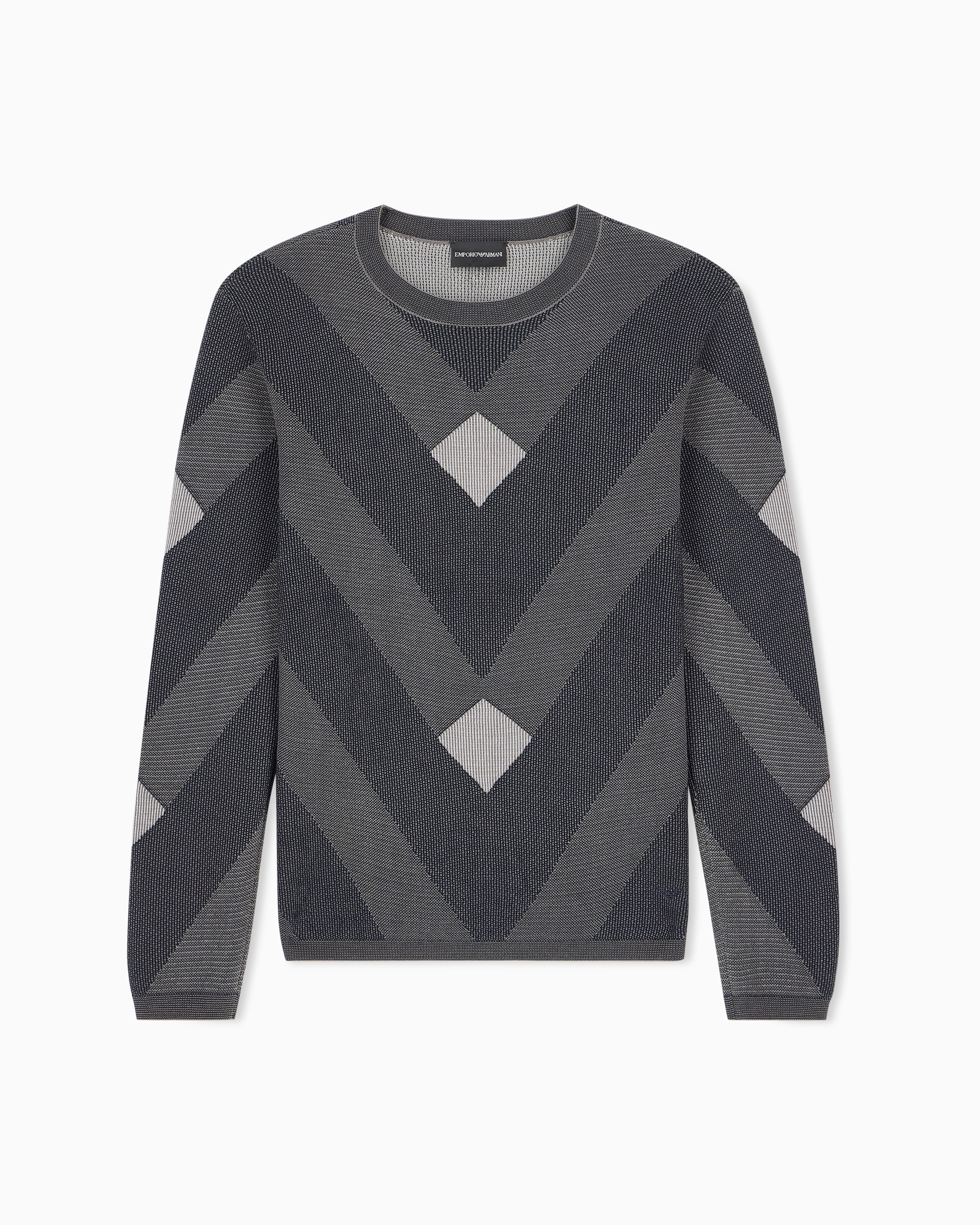 Maglione fantasia jacquard diagonale EM006247 AF29852 FB046 EMPORIO ARMANI Blue 