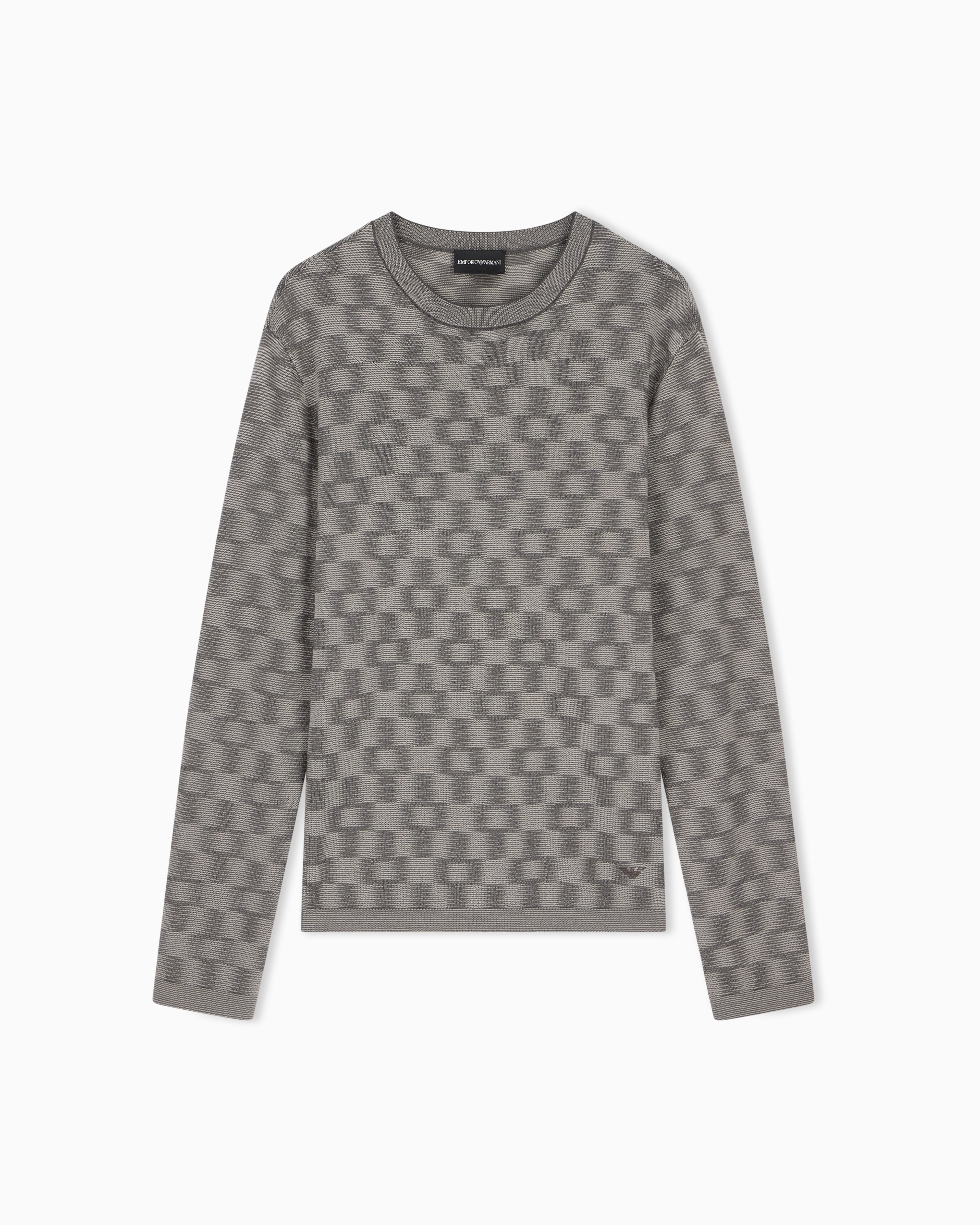 Maglione in lana vergine punto fantasia<BR/> EM006276 AF29848 F8035 EMPORIO ARMANI Grigio 