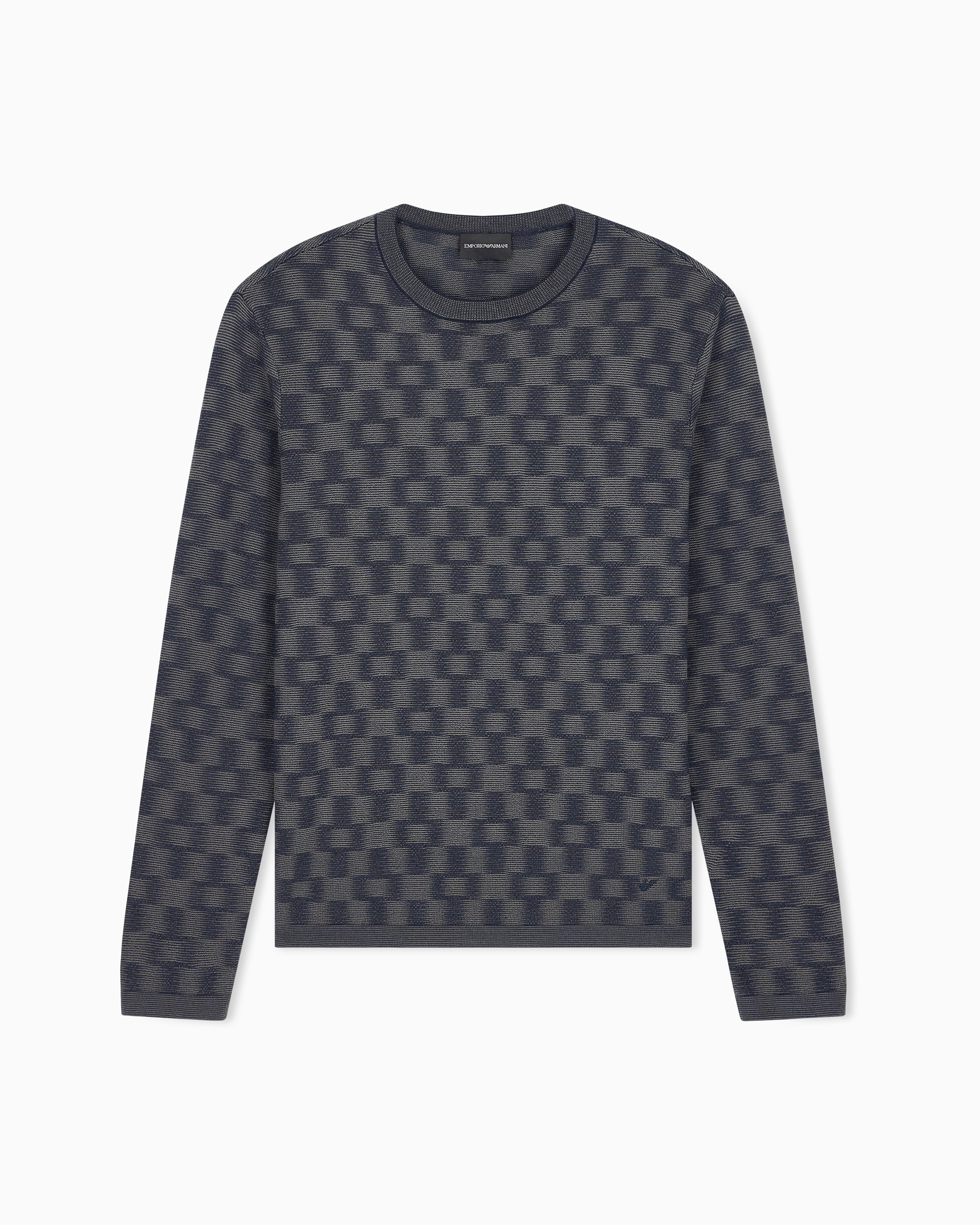 Maglione in lana vergine punto fantasia EM006276 AF29848 FB004 EMPORIO ARMANI Blu 