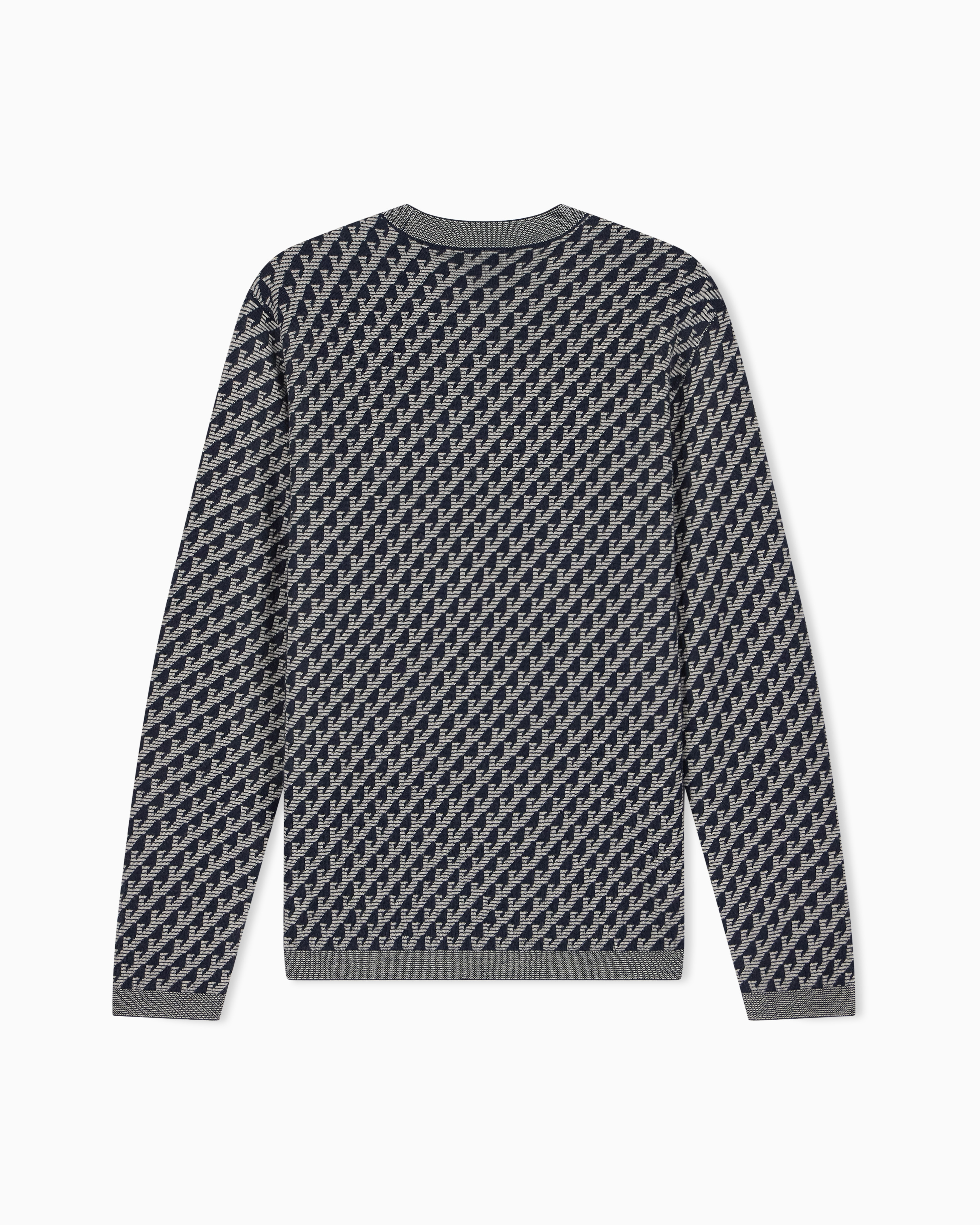 Maglione in lana vergine jacquard logo all over EM006360 AF27946 FB066 EMPORIO ARMANI Blue 