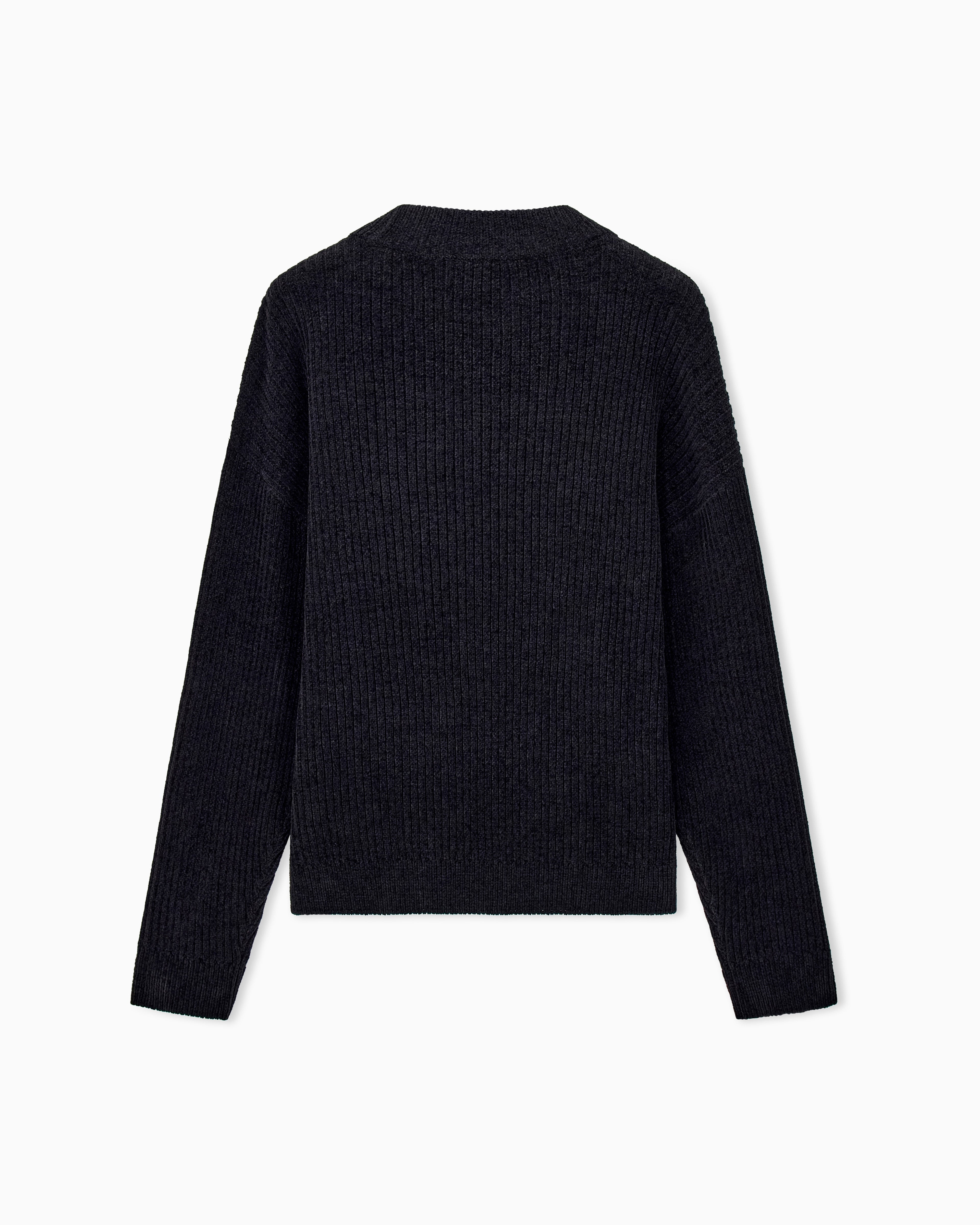 Maglione in ciniglia a costine con logo EM006450 AF29845 FC024 EMPORIO ARMANI Grigio 