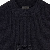 Maglione in ciniglia a costine con logo EM006450 AF29845 FC024 EMPORIO ARMANI Grigio 