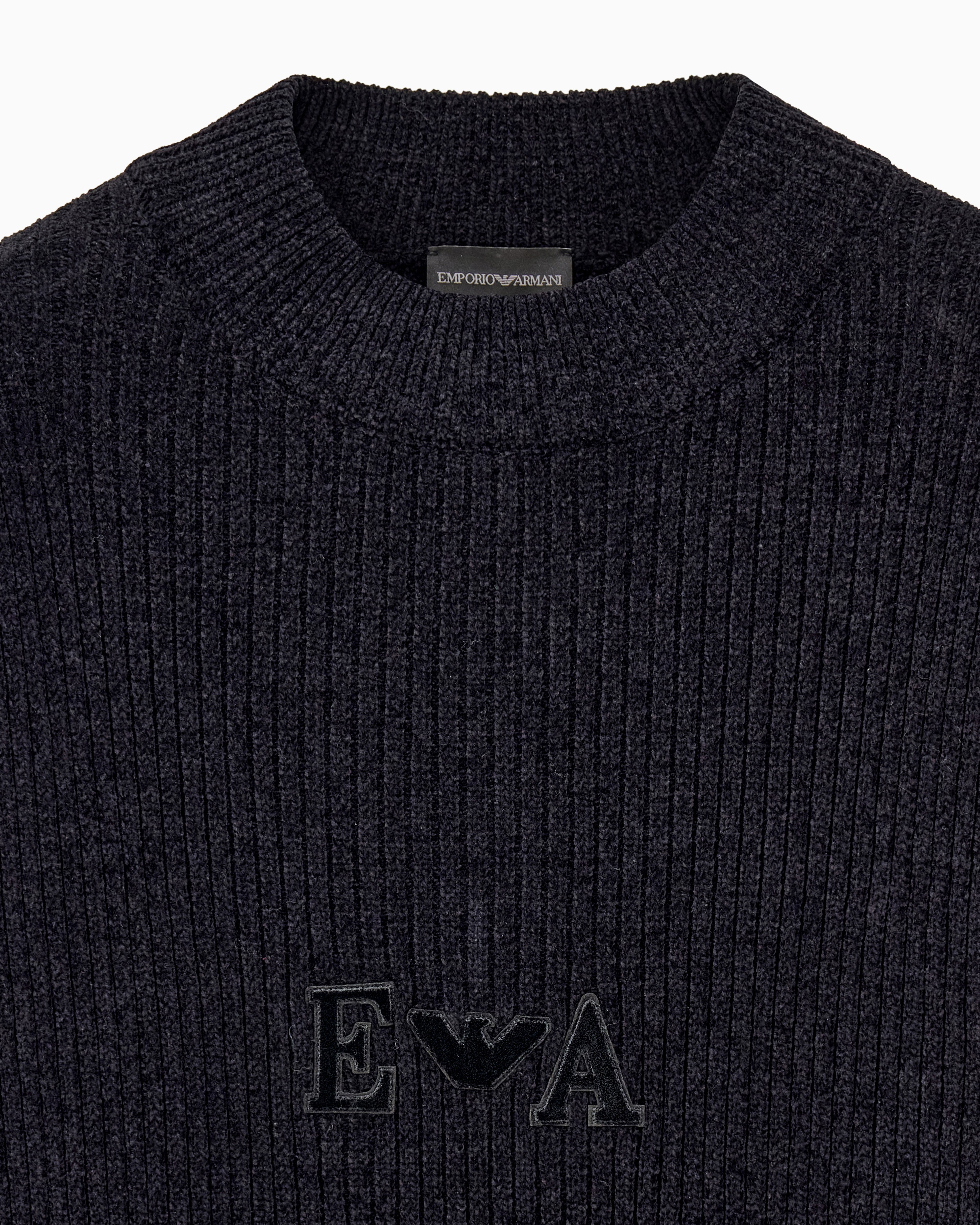 Maglione in ciniglia a costine con logo EM006450 AF29845 FC024 EMPORIO ARMANI Grigio 