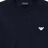 Maglione in lana vergine con ricamo logo EM006456 AF27941 MB020 EMPORIO ARMANI Blue 