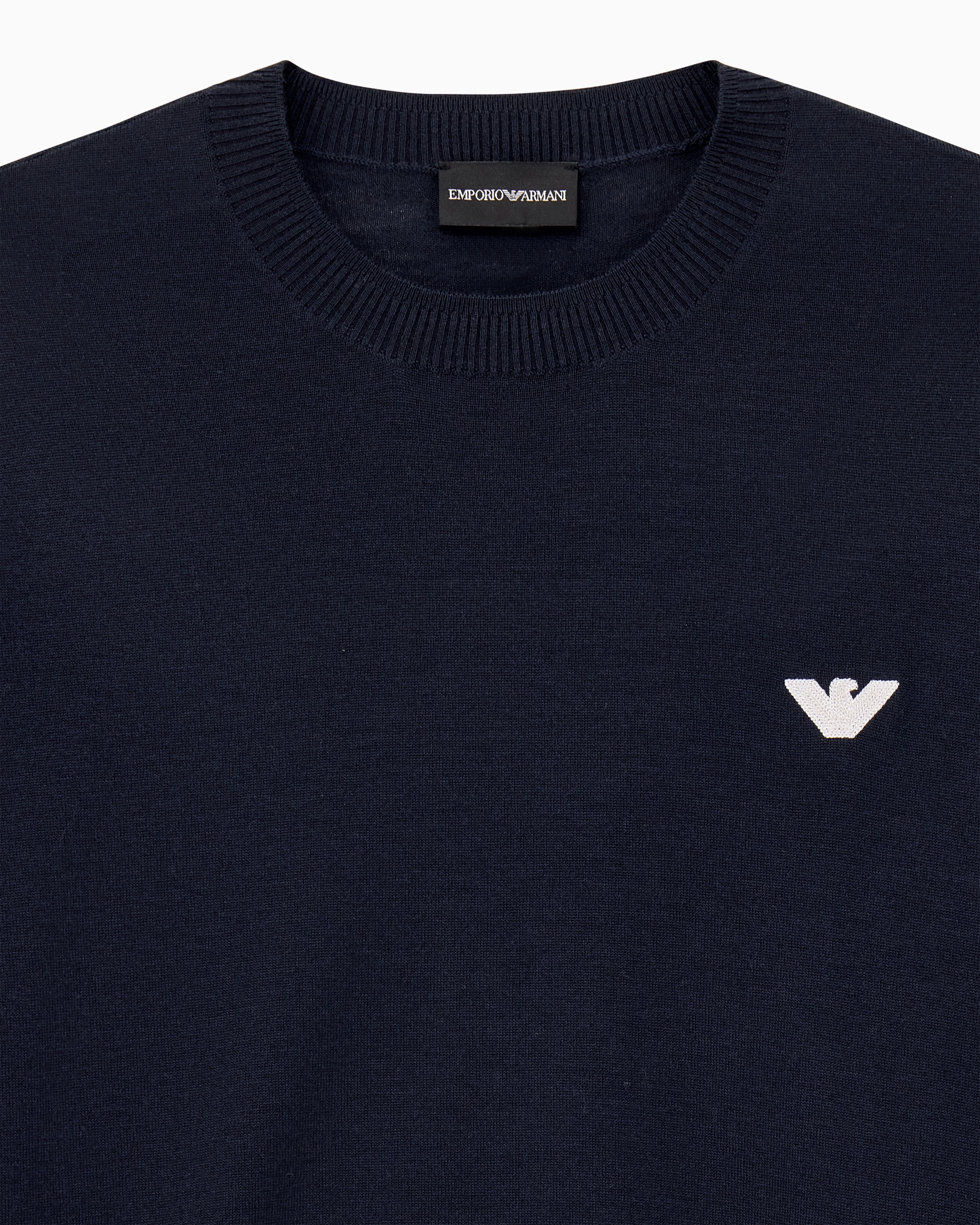 Maglione in lana vergine con ricamo logo EM006456 AF27941 MB020 EMPORIO ARMANI Blue 