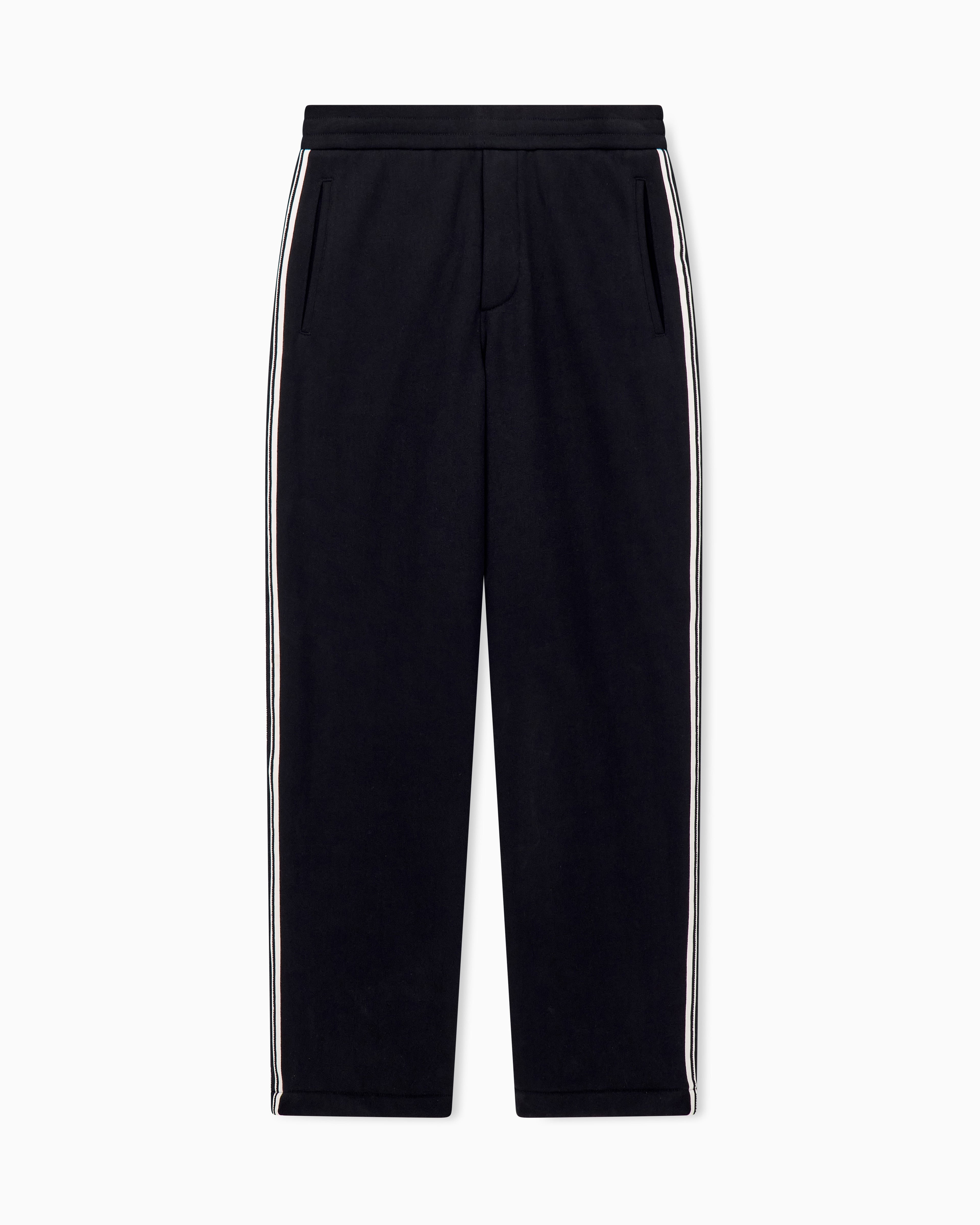 Pantaloni jogging in cotone con bande a contrasto<BR/> EM006884 AF13713 UC001 EMPORIO ARMANI Black 